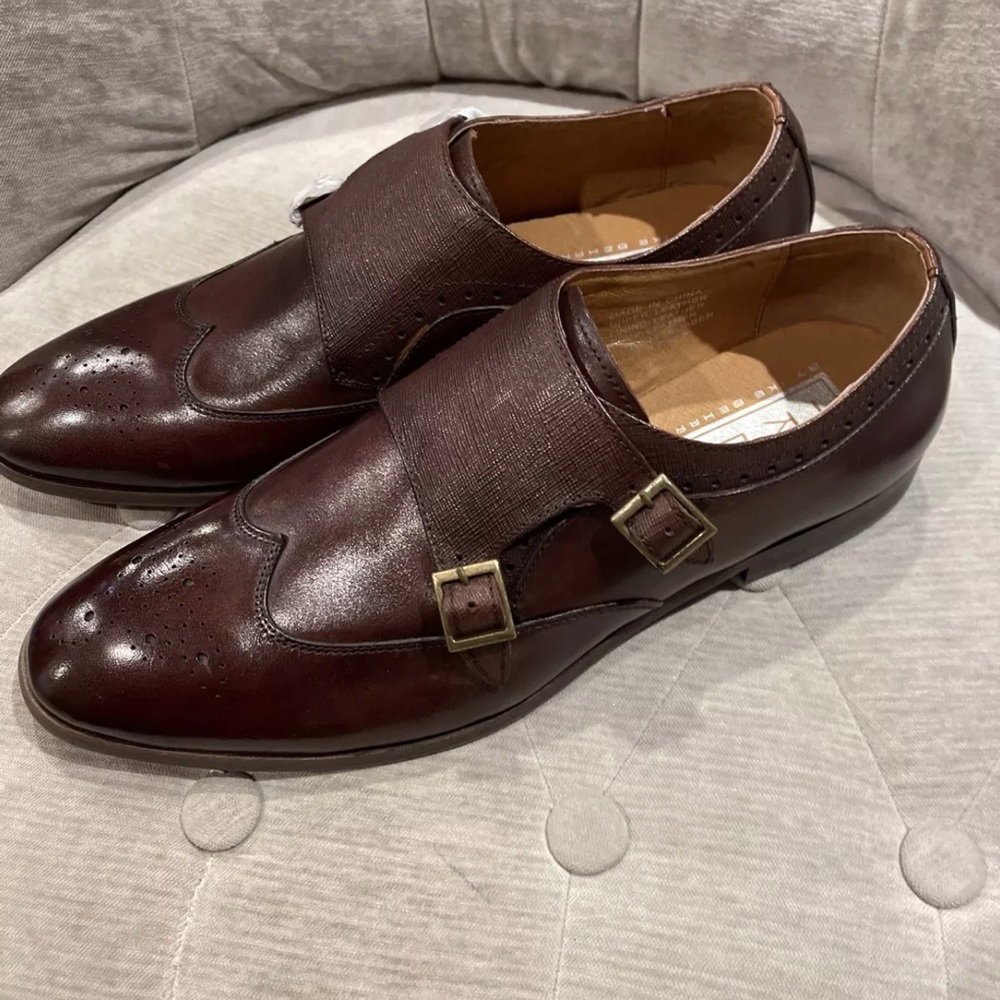 IKE BEHAR Hart Double Monk Strap Shoes Leather 9.5 - Picture 2 of 12